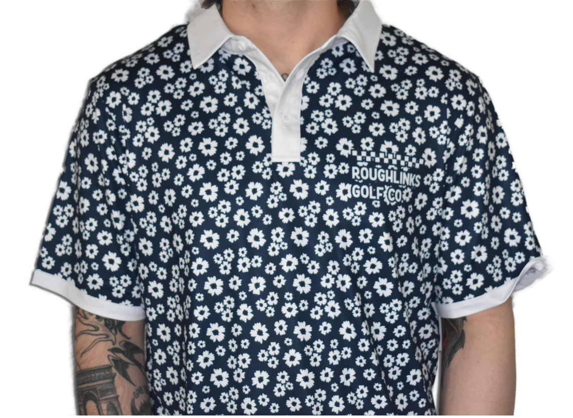 Floral Polo - Blue/White