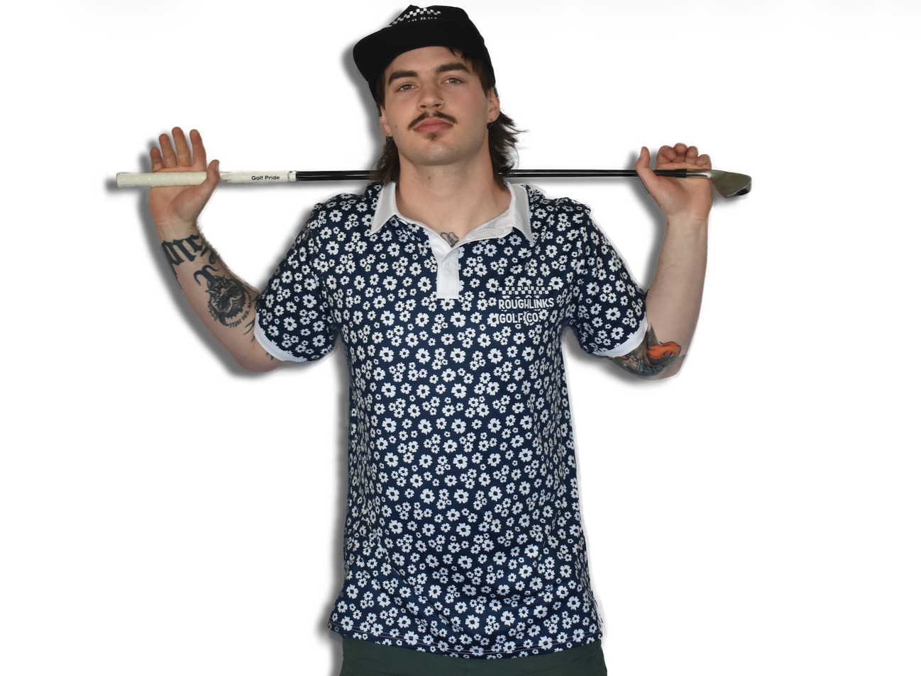 Floral Polo - Blue/White